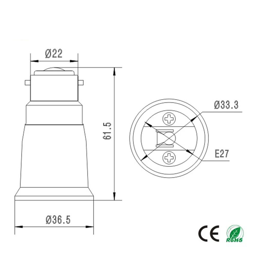 E27 to B22, B22 to E27 Light Socket Adapter 250V2A PBT Housing CE Rohs LED Lamp Base Holder Socket Converter