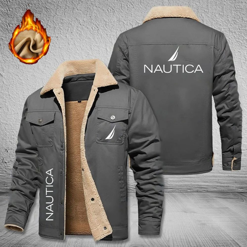 NAUTICA Men's Fleece-Lined Jacket, Warm Windproof Winter Cotton Coat, Casual Work Multifunctional Outdoor Men's Jacket
