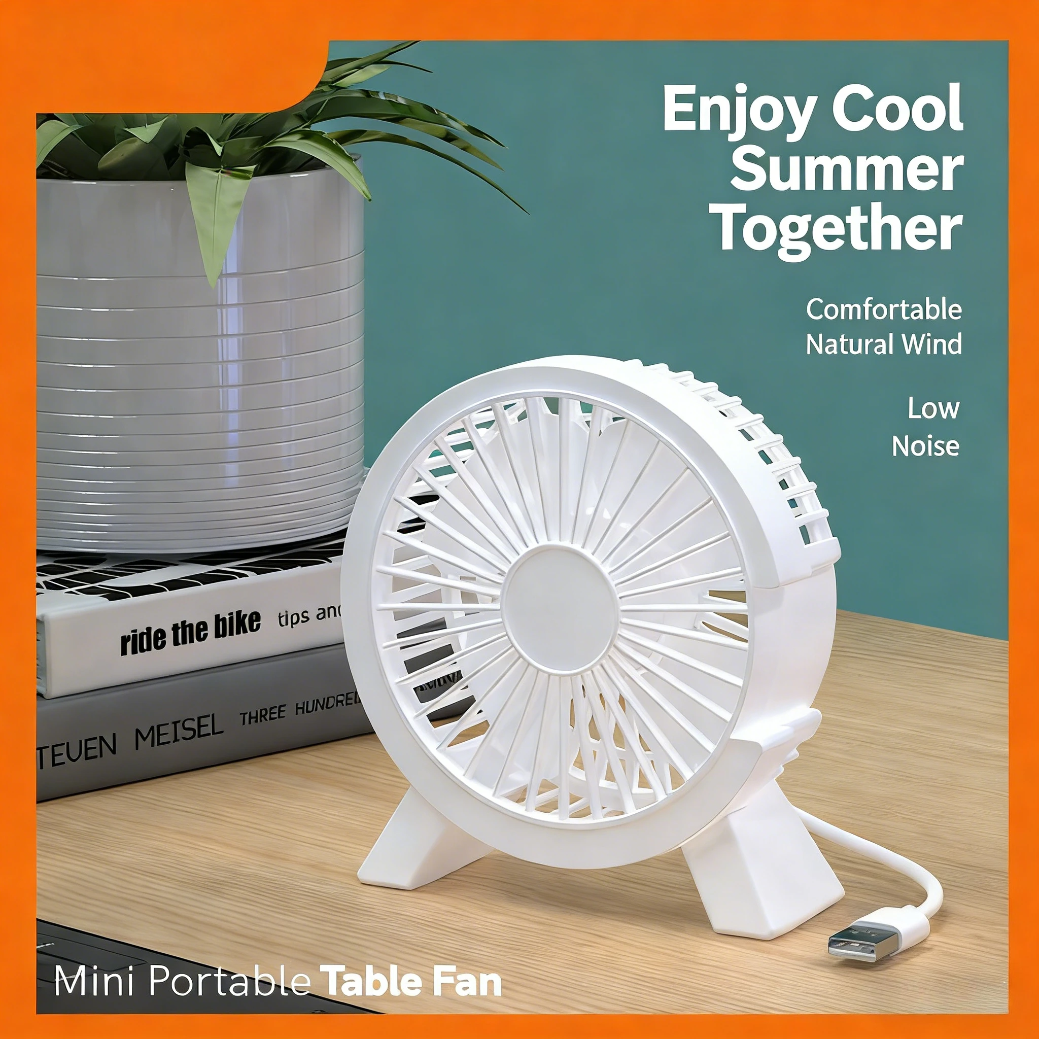 Mini USB Rechargeable Table Fan Portable Small Cooling Fan for Student Dormitory Computer Desk Home Office Summer Air Cooler view 4