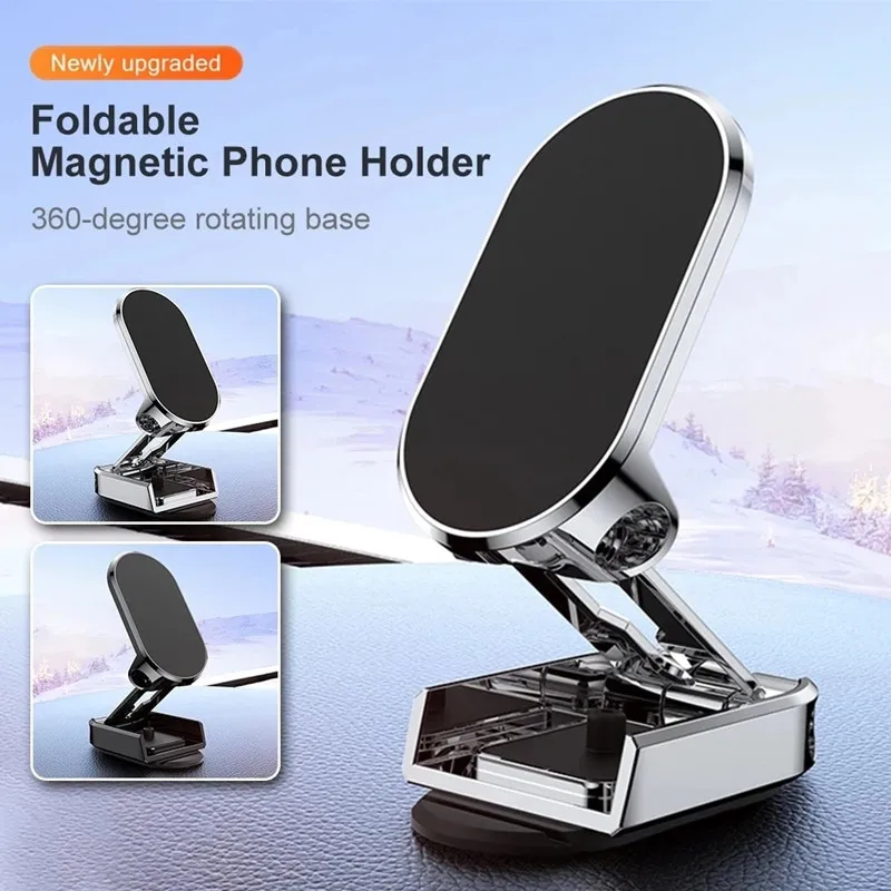 Magnetic Car Phone Holder Mount Folding Magnet Smartphone Mobile Stand Cell GPS Support In Car Bracket For iPhone Xiaomi Samsung