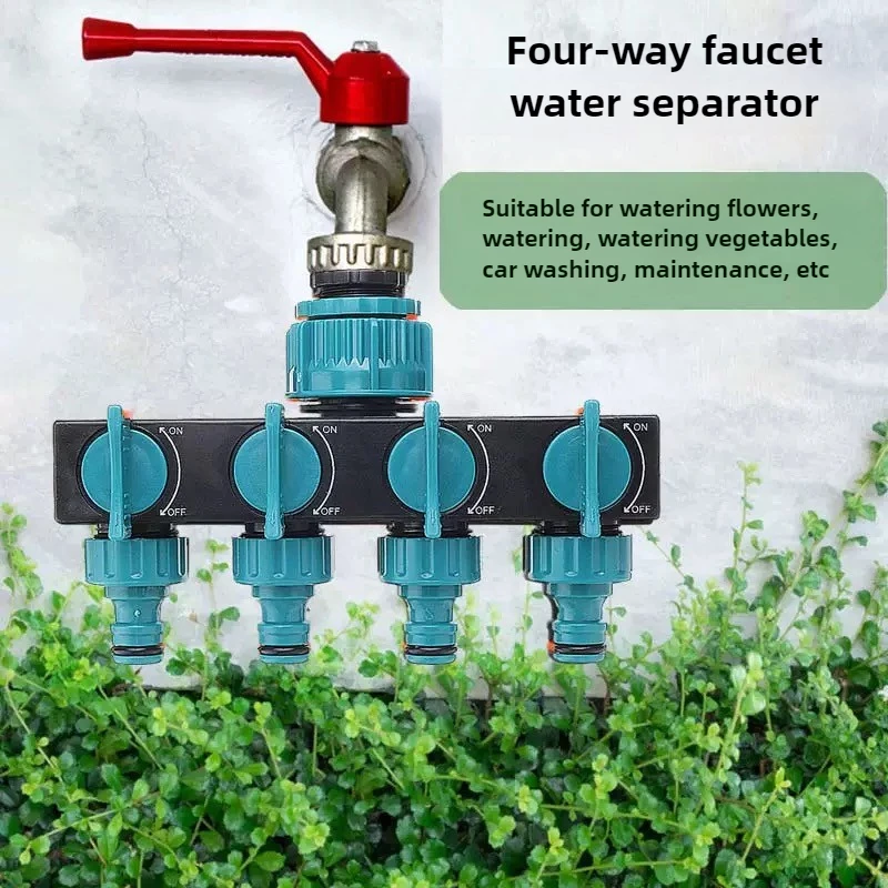 4-Way Water Splitters 1' 3/4' 1/2' Thread European Standard Thread Garden Irrigation Watering Connector Fittings Valve