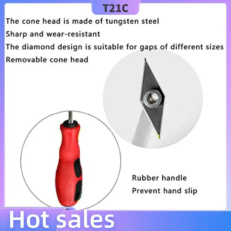 

T21C 4-Piece Slotting Machine Set Grouting Removal Tool Caulking Triangle Blade Corner Scraper Floor Tile Seam Cleaning Cone