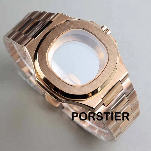 Imagen 2 del producto Caja y pulsera de reloj de 40mm, oro rosa/Negro, para Nautilus NH34 NH35 NH36 NH38, movimiento 29,8mm, accesorios de reloj modificados