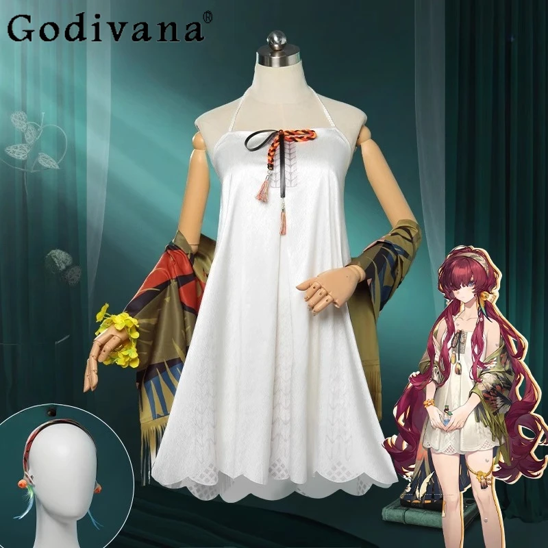 

Two Dimensional Cosplay Dress Women Sexy Character Animation Cos Dress Suit Swimsuit Female Sleeveless White Princess Dress