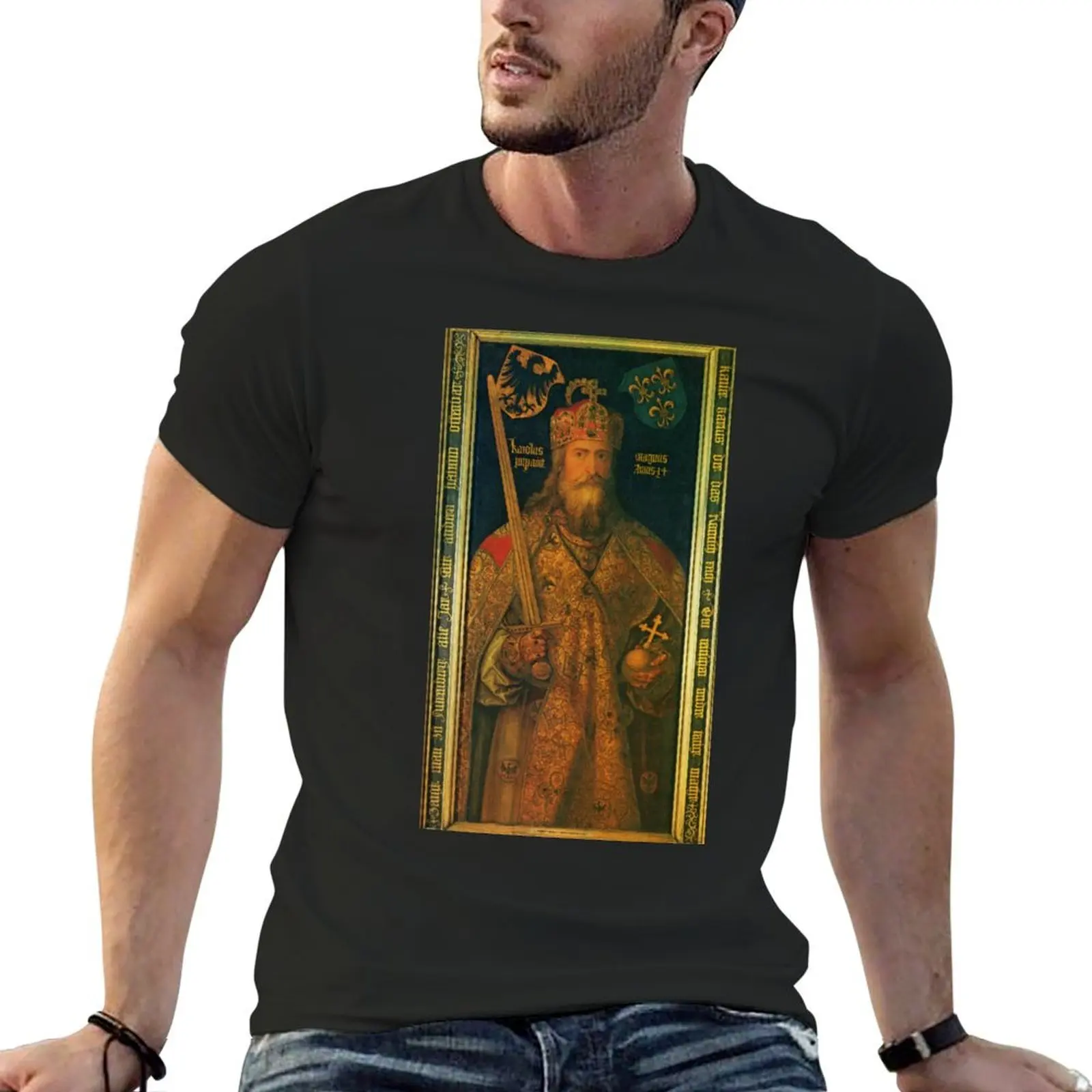 

Charlemagne by Albrecht Durer T-Shirt blue archive custom t shirt workout shirts for men