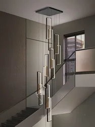 Plafonnier LED suspendu au design nordique moderne, design géométrique, luminaire décoratif d'intérieur, idéal pour un loft, un salon ou des escaliers