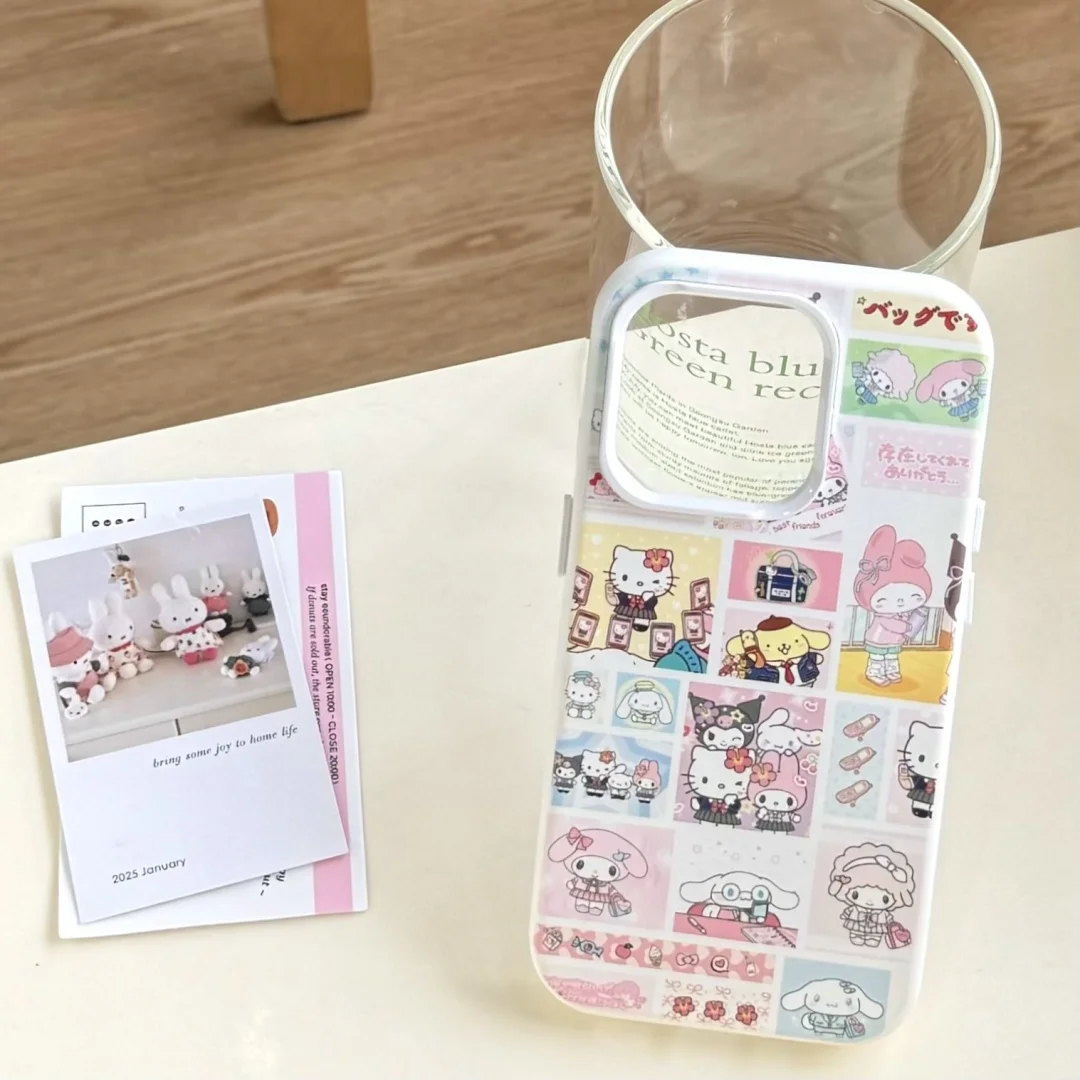kawaii My Melody Kuromi Cinnamoroll Kitty Lanyard Phone Case for iPhone 16 15 14 13 Pro Max Plus Back Phone Cover