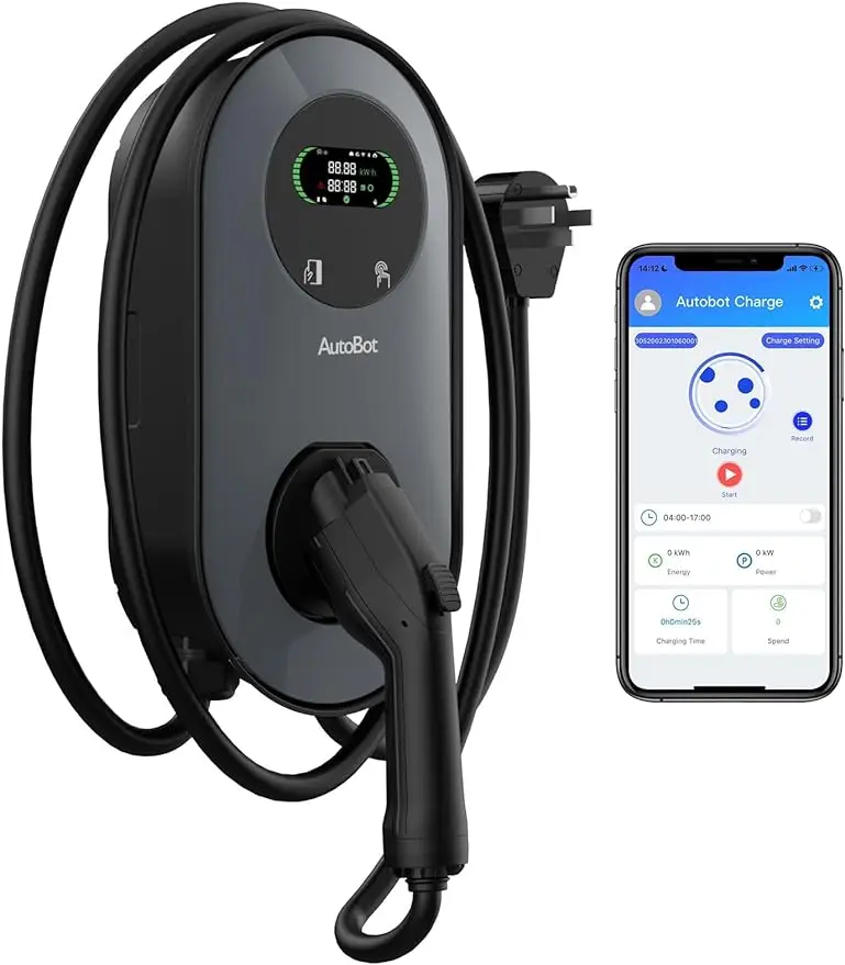 

Smart Home Electric Vehicle (EV) Charger, Level 2 WiFi/Bluetooth EVSE, 40Amp, 240V, NEMA 14-50 Plug, Extra 2 RFID Card,