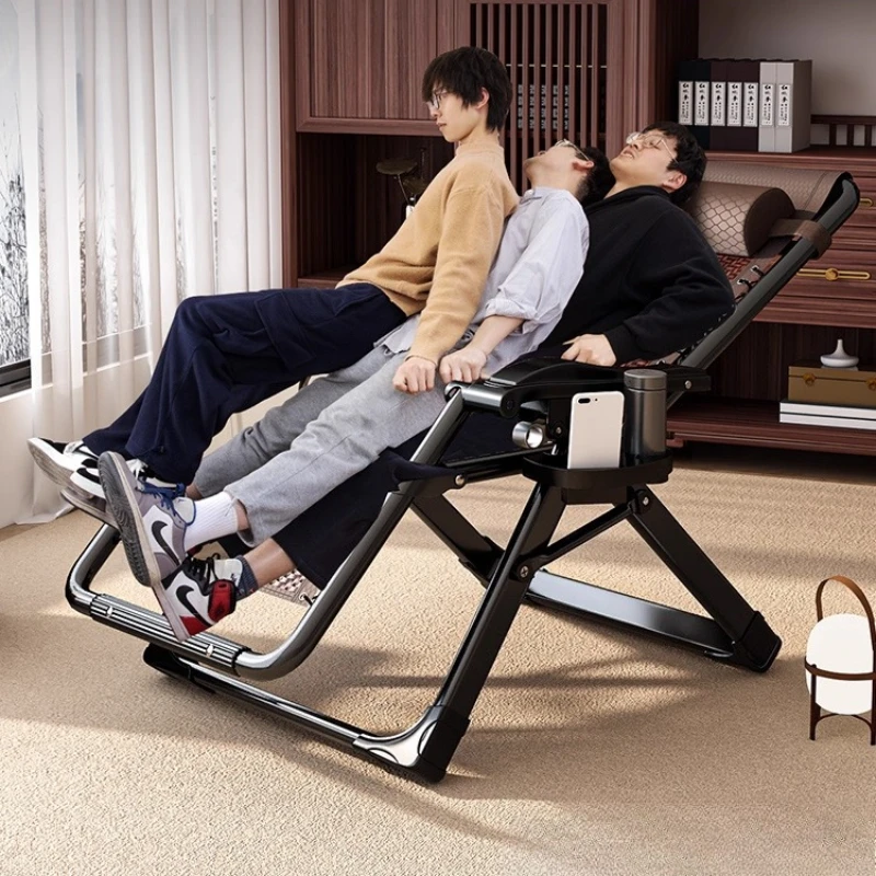 Portable Folding Recliner Chair Comfortable Sit-and-Sleep Lounge Seat for Elderly Nap Balcony Office Use Home Rest