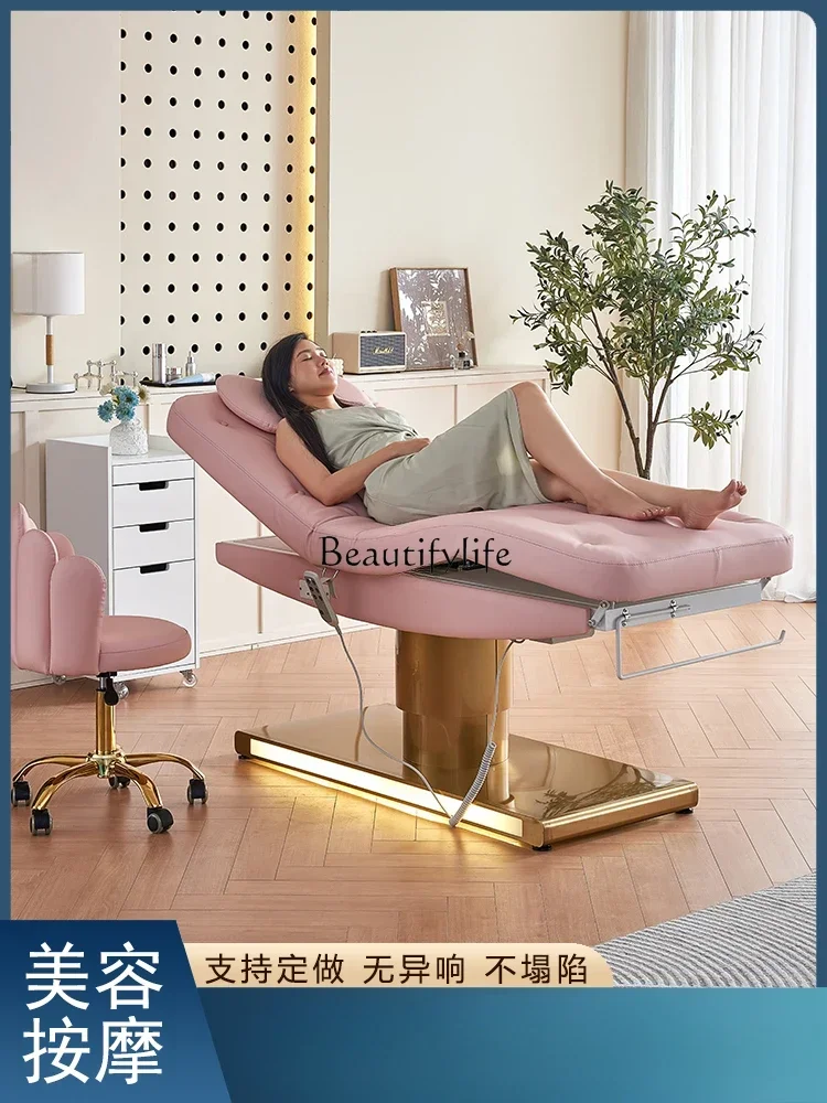 ss newElectric Beauty Bed Lifting Golden Base Massage Eyelash Face Washing Bed