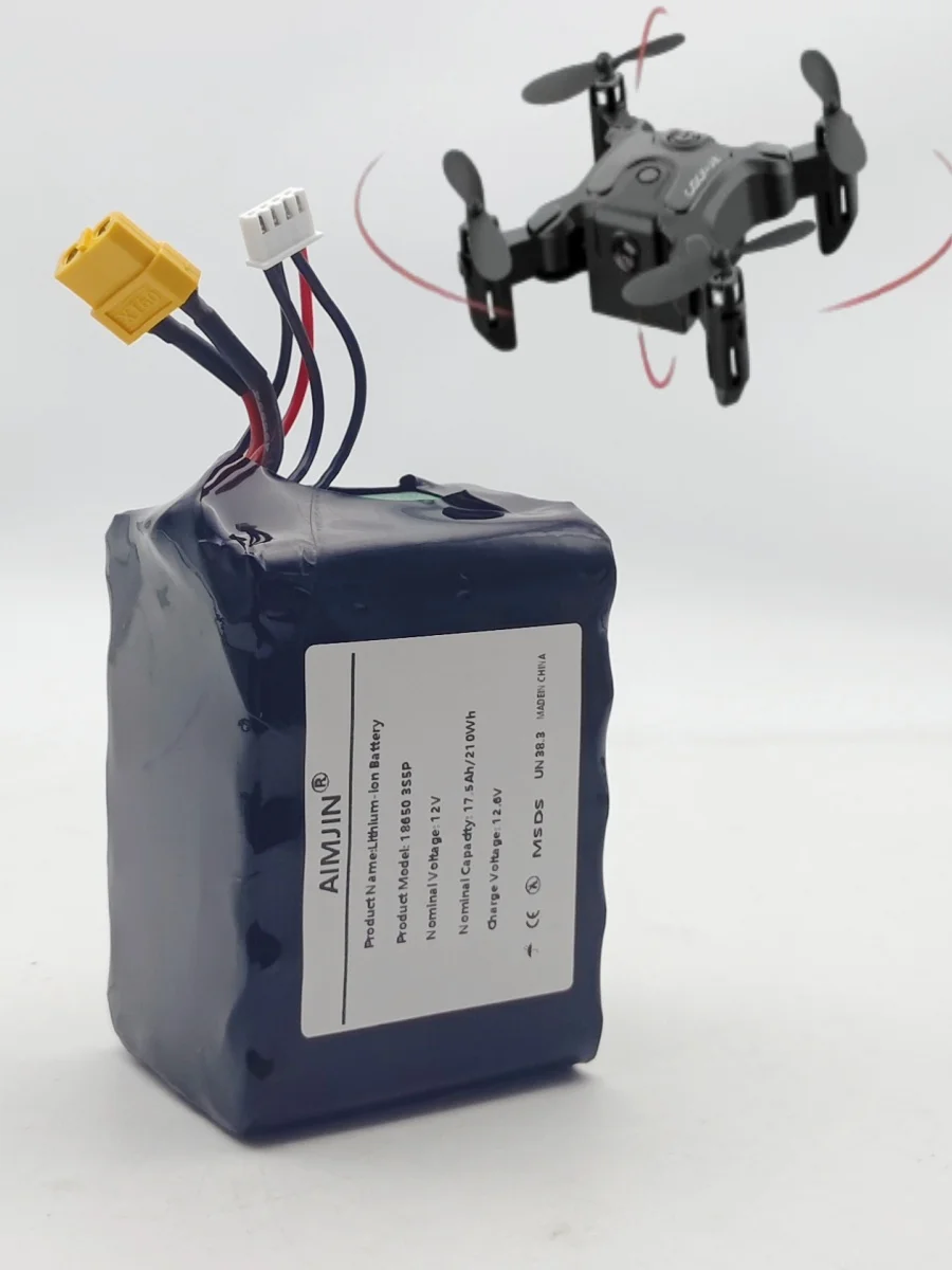 Batterie Li-ion AIMJIN 12V 17,5Ah 3S5P pour avion Quadrotor UAV RC avec connecteur XH2.54-4P XT60
