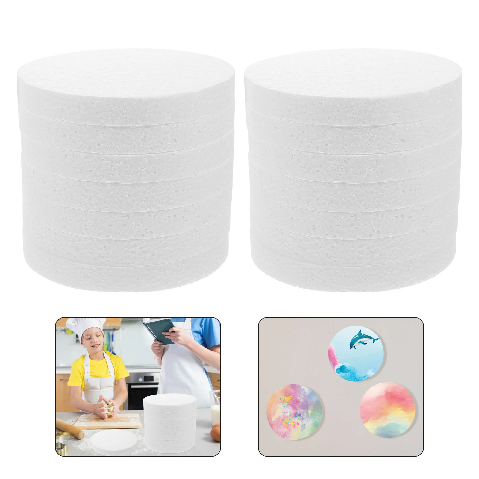 16 Pcs White Foam Disc Foams Cake Stand Fondant Practice Tray Children DIY Toys Cakes Manual Prop