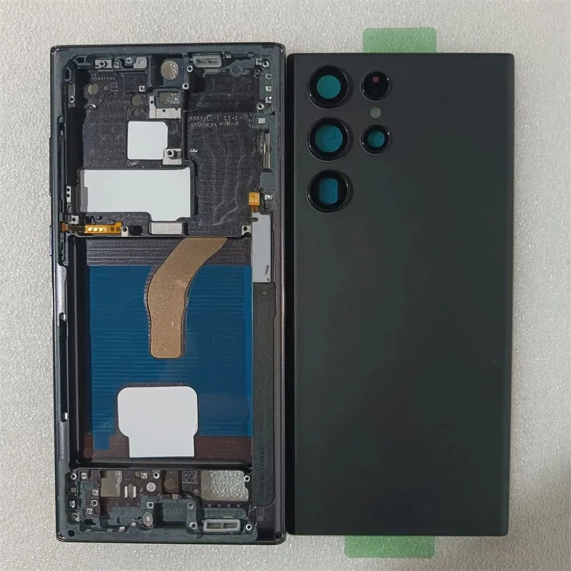 

Full Housing Case Middle Frame Glass Battery Back Cover Rear With Camera Lens Replace For Samsung Galaxy S22 Ultra S908B