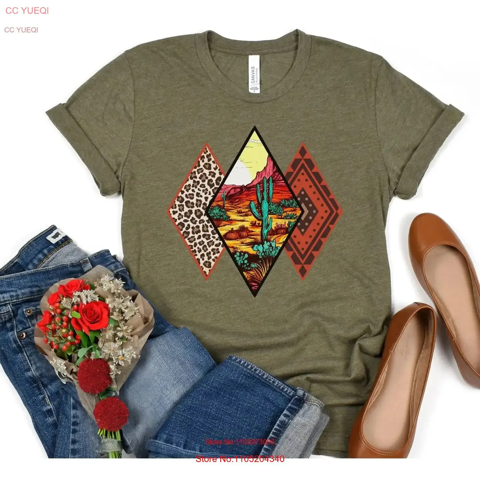 

Футболка с изображением пустыни, модная футболка с западным ацтеком, идея подарка, винтажная стираная дышащая футболка с рисунком, слегка мягкая