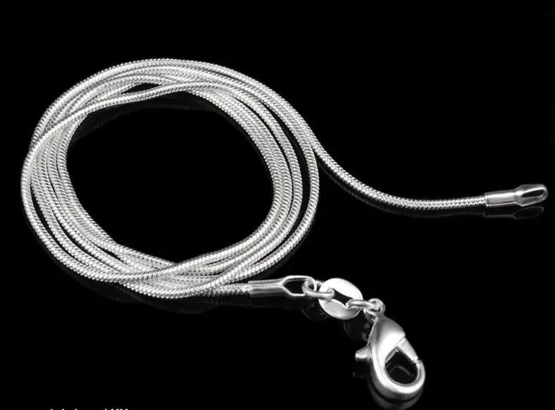 1MM 925 Sterling Silver Chain Fashion Sliver Necklace High Quality Snake Chain For Men And Women Jewelry