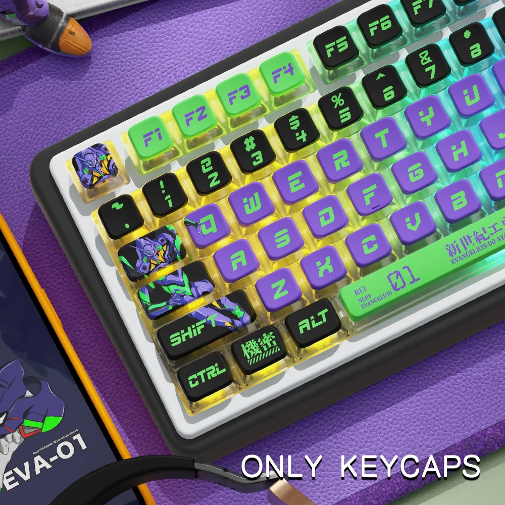 Keycaps EVA-01 original keycaps MSA highly personalized customized pbt thermal sublimation for Gaming mechanical key caps