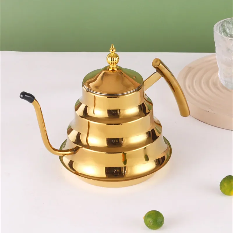 NEW Stainless Steel Tea Kettle Teapot With Filter 1.2L for Kitchen Camping Metal Infuser Teapot Water Coffee Pot