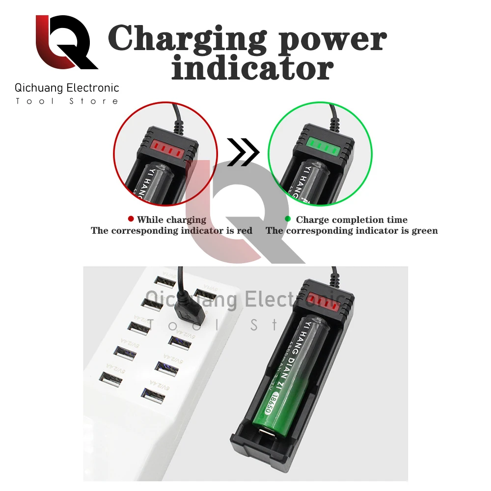 Universal USB Smart Single Slot Charger 18650 Lithium Charger for Flashlight Toy 18650 14500 26650 3.7V-4.2V Lighting Power Bank