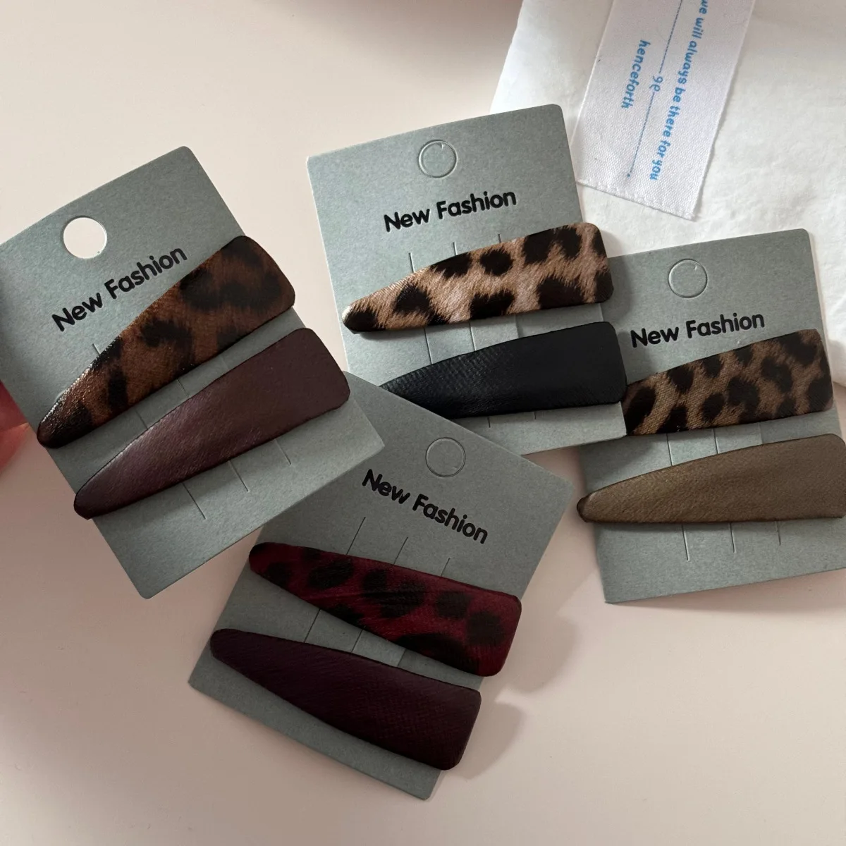 Hair Clip Faux Leather Triangle Fabric Comfortable Non Slip Bangs Side Holder Gentle No Pull for Daily Home Travel Office
