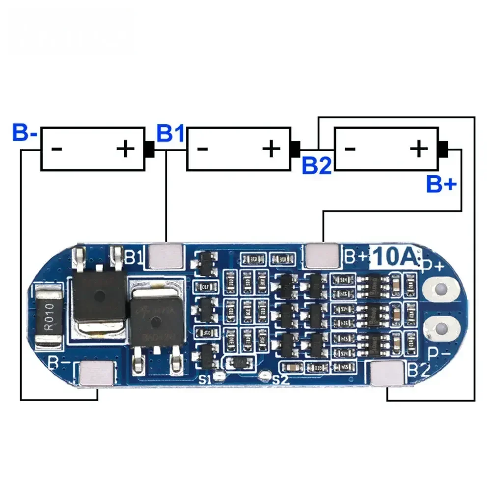 3S 12A 12.6V Li-ion/Lipo BMS Protection Module with Balancing for 18650 Battery Packs (11.1V-12.6V)