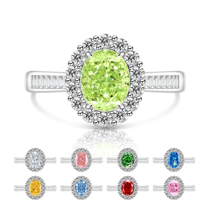 

Fire Ice Flower Cut Pigeon Egg Zircon 925 Sterling Silver Ladies Wedding Ring, Luxury Elegant Jewelry