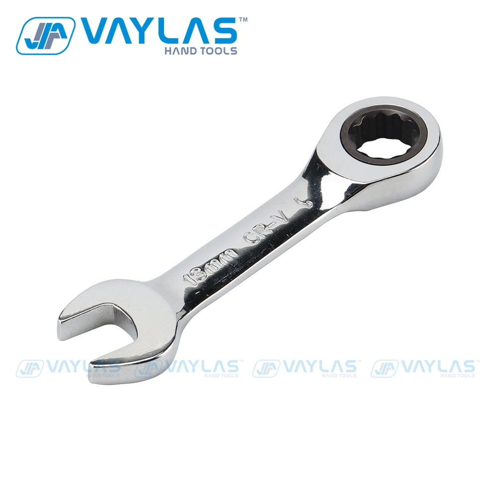 1pc 8-19mm Mini Ratchet Wrench Tool Ultra-short Key Stubby Ratcheting Combination Wrench Mirror Polish 72T Home Auto Car Repair