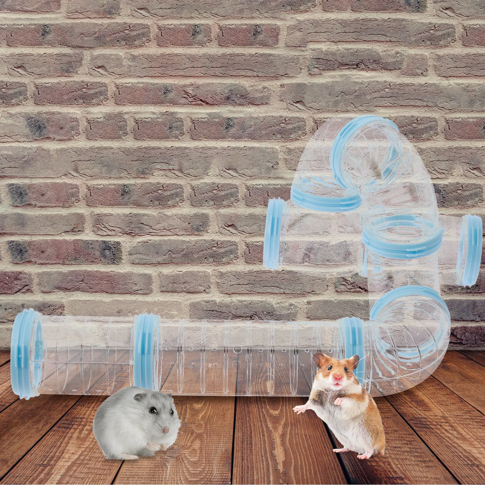 2 Kits de Tunnels en PP pour Hamsters, Tubes Connectables Flexibles DIY pour l'Extension de Cage pour Hamsters, Écureuils, Hérissons, Cochons d'Inde et Petits Animaux