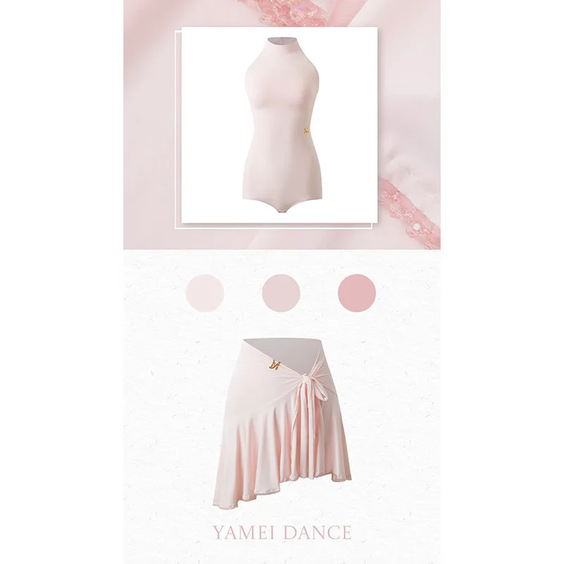 Latin Dance Clothes Women Sleeveless Leotards Tied Strap Skirt Basic Style Chacha Rumba Dance Costume Latin Practice Dance Wear