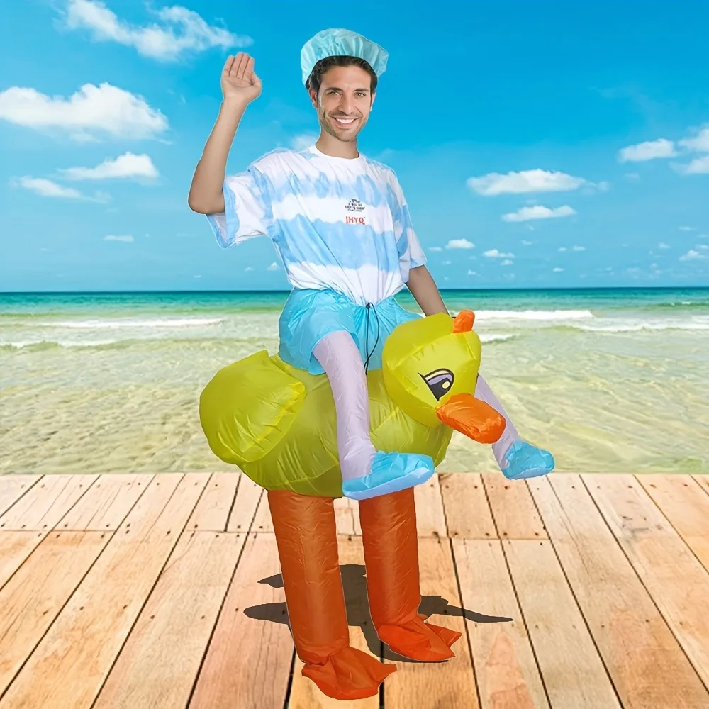 زي البطة الصفراء الرائع القابل للنفخ مثالي لعروض الحفلات والمتعة الخارجية ومناسب لجميع الأعمار