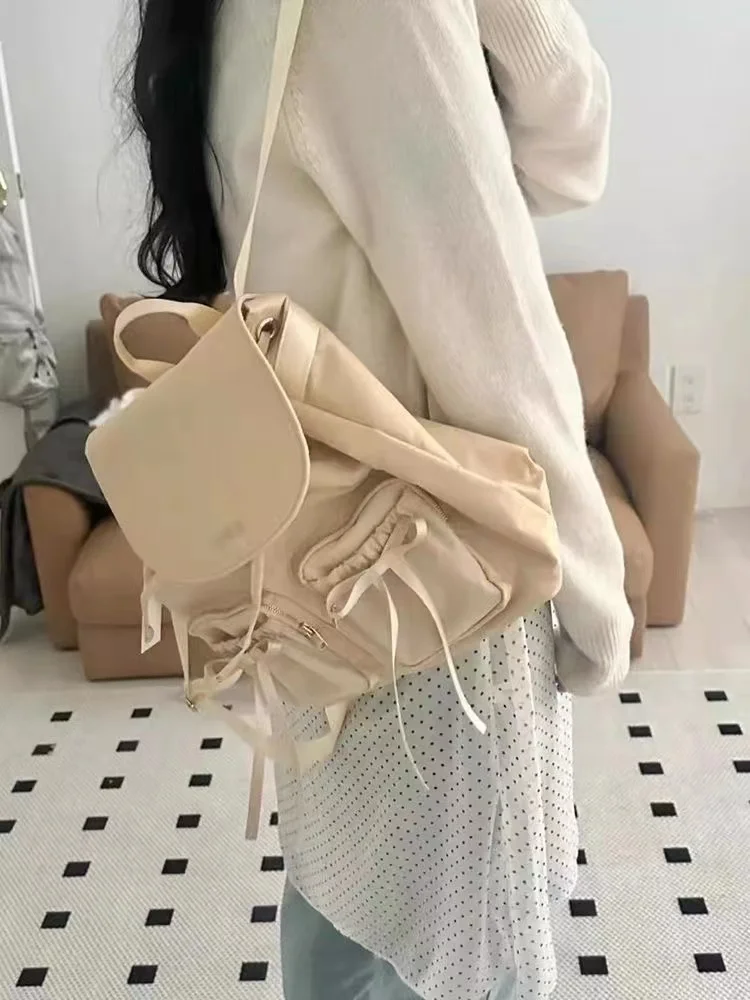 Sac à dos grande capacité pour femme, sacs à dos en nylon polyvalents, design de niche, nœud Sweet Girl