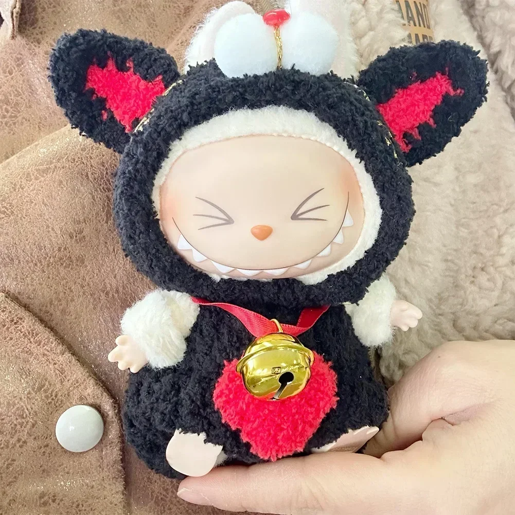 

(Только ткань) наряд ручной работы Lucky Cat & Lucky Bag для куклы Labubu 17 см, одежда в подарок