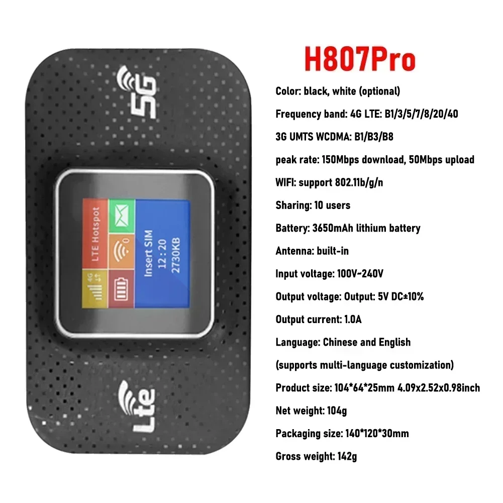 NONE 4G/5G Mobile WIFI Router 150Mbps 4G LTE Wireless Router Mit Sim Karte Slot tragbare Tasche MiFi Modem Auto Mobile Wifi Hotspot 9
