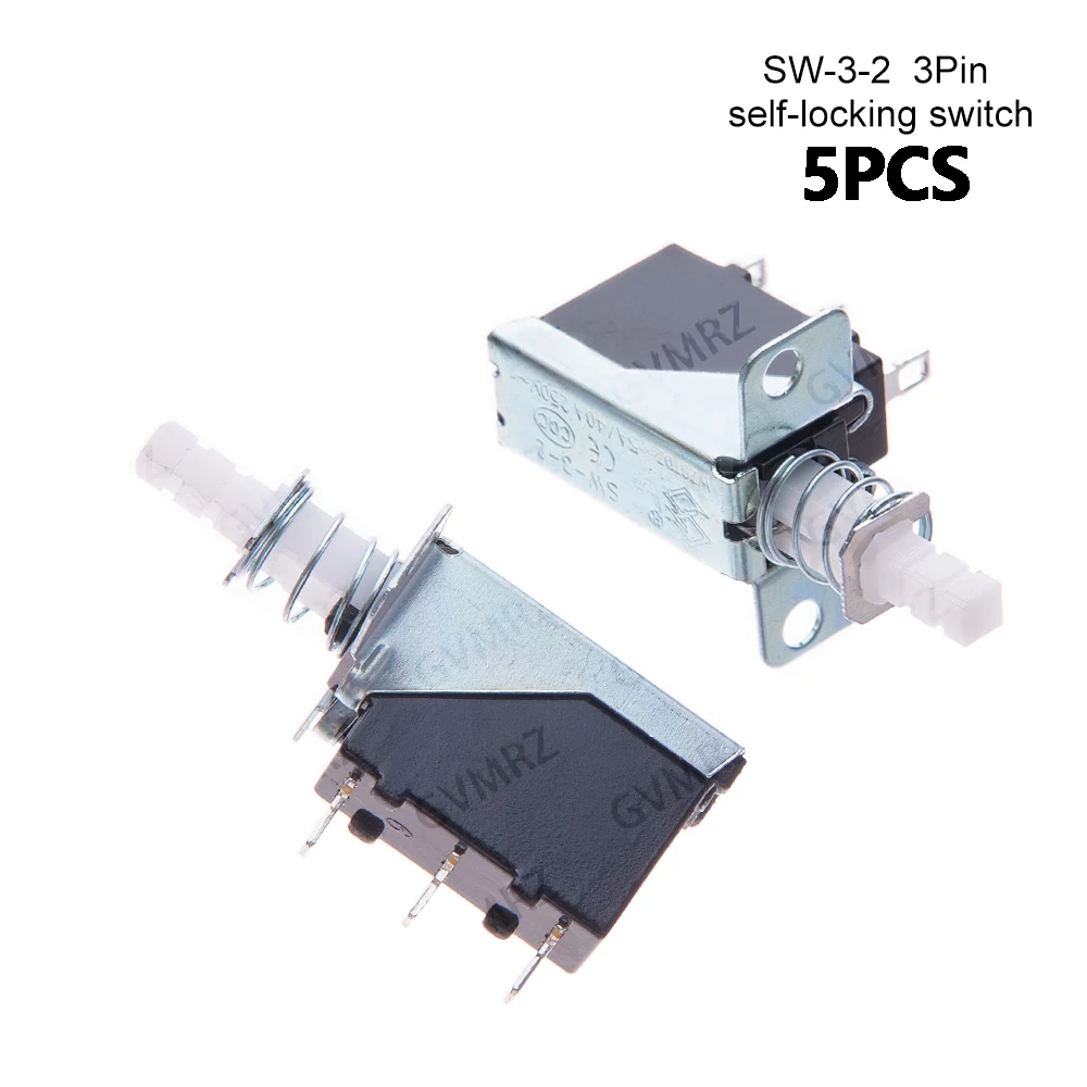 10PCS/5PCS 2P/3P Power Switch 2PIN 3PIN Self-locking Switch SW-3-2 Push Button Switch of Range Hood PS22E05 HJXRHGAL