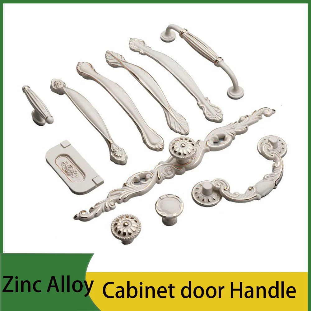 Zinc Alloy Ivory White Cabinet Door Handle Wardrobe Shoe Cabinet Drawer American Style Handle Furniture Hardware Accessories
