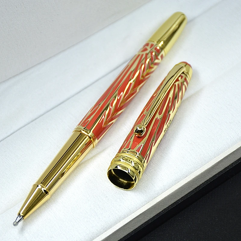 Special Edition M 100 Centenary Origin Rollerball Pen MB Ballpoint Pen Unique Red Metal Relief Office Writing Ink Fountain Pens