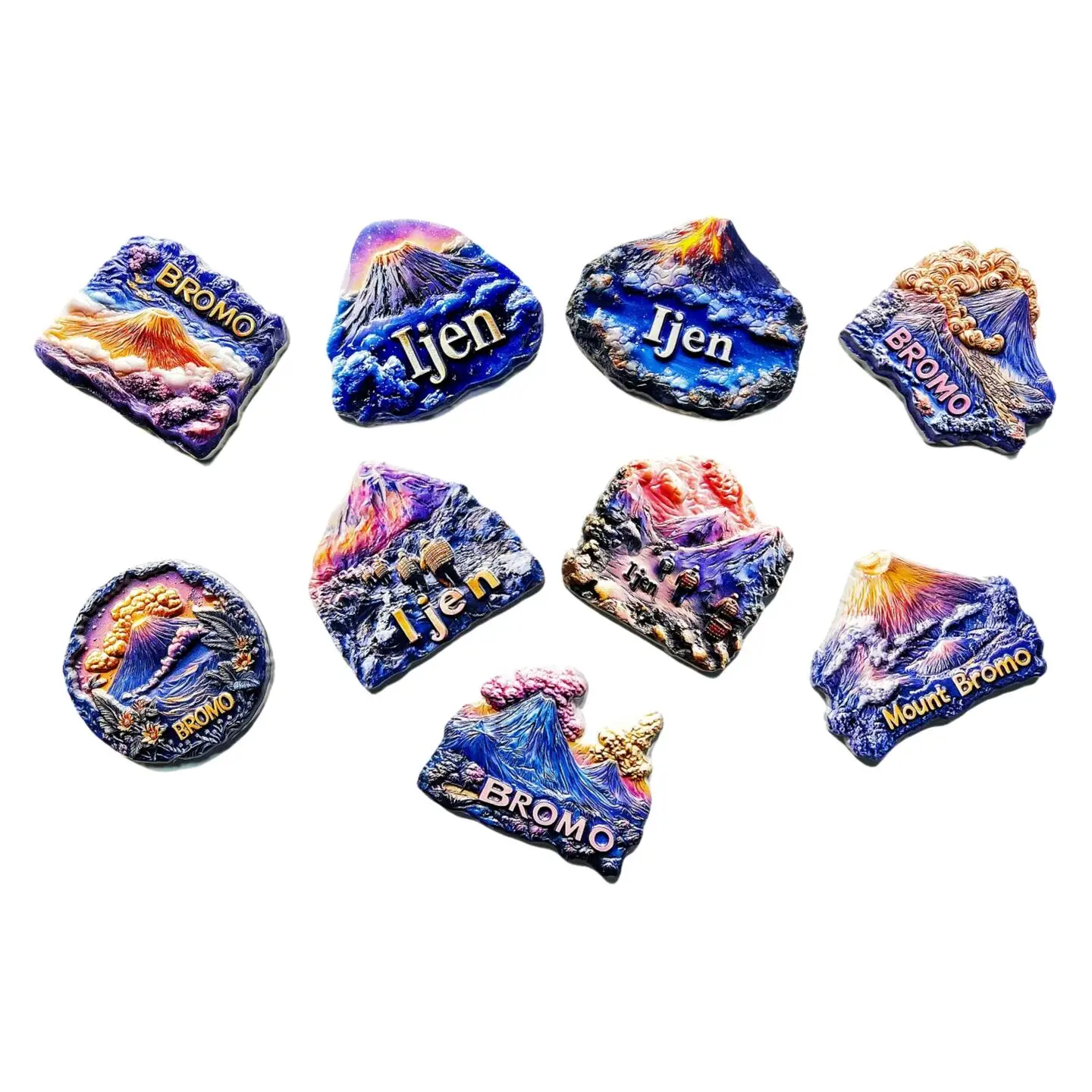 Indonesia's Java Island Bromo Ijen Volcano Tourist Souvenir Magnetic Refrigerator Magnets And Gifts