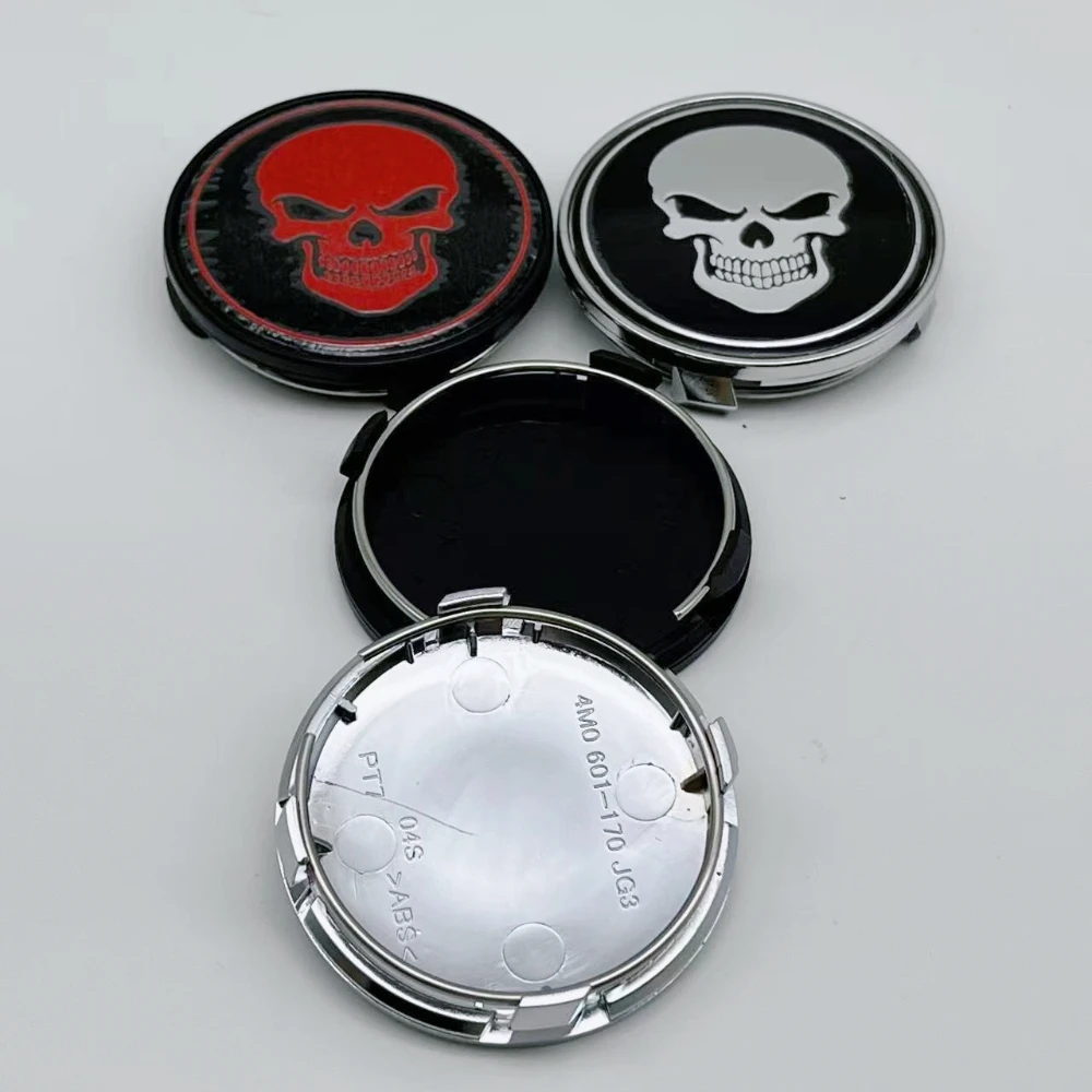 

4pcs O.D 61MM / I.D 56MM Skull Logo Badge Car Wheel Center Caps Accessories for Audi Wheels Hub Lid Rim Hubcaps Cover Replace