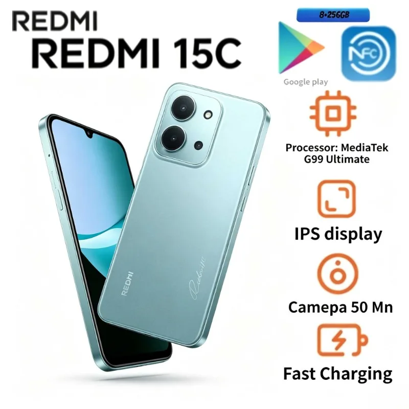 2026 Redmi 15C Global Edition Smartphone - 6.9-Inch Large Display NFC 50-Megapixel Camera 6000mAh Battery 8GB 256GB