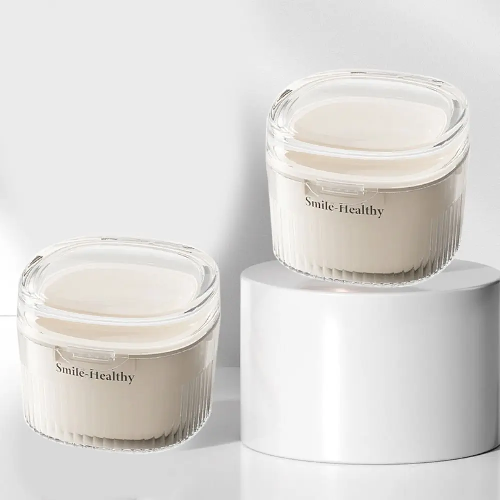 

Plastic Orthodontic Retainer Invisible Soaking Retainer Cleaning Case Moisture-proof Tooth Cleaning Fake Teeth Case for Home