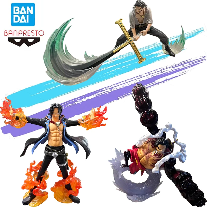 Bandai banprest original novo genuíno sem abrir uma peça dxf dracule mihawk portgas d ace macaco d luffy decoração presente