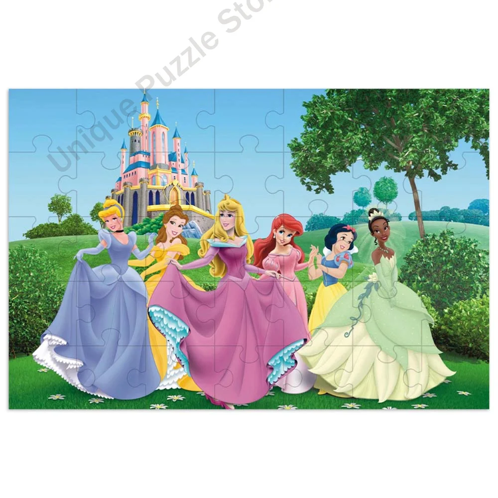 Disney princesa dos desenhos animados 35/300/500/1000 pçs quebra-cabeças dos desenhos animados quebra-cabeça de madeira criativo descomprimir brinquedos educativos crianças presentes