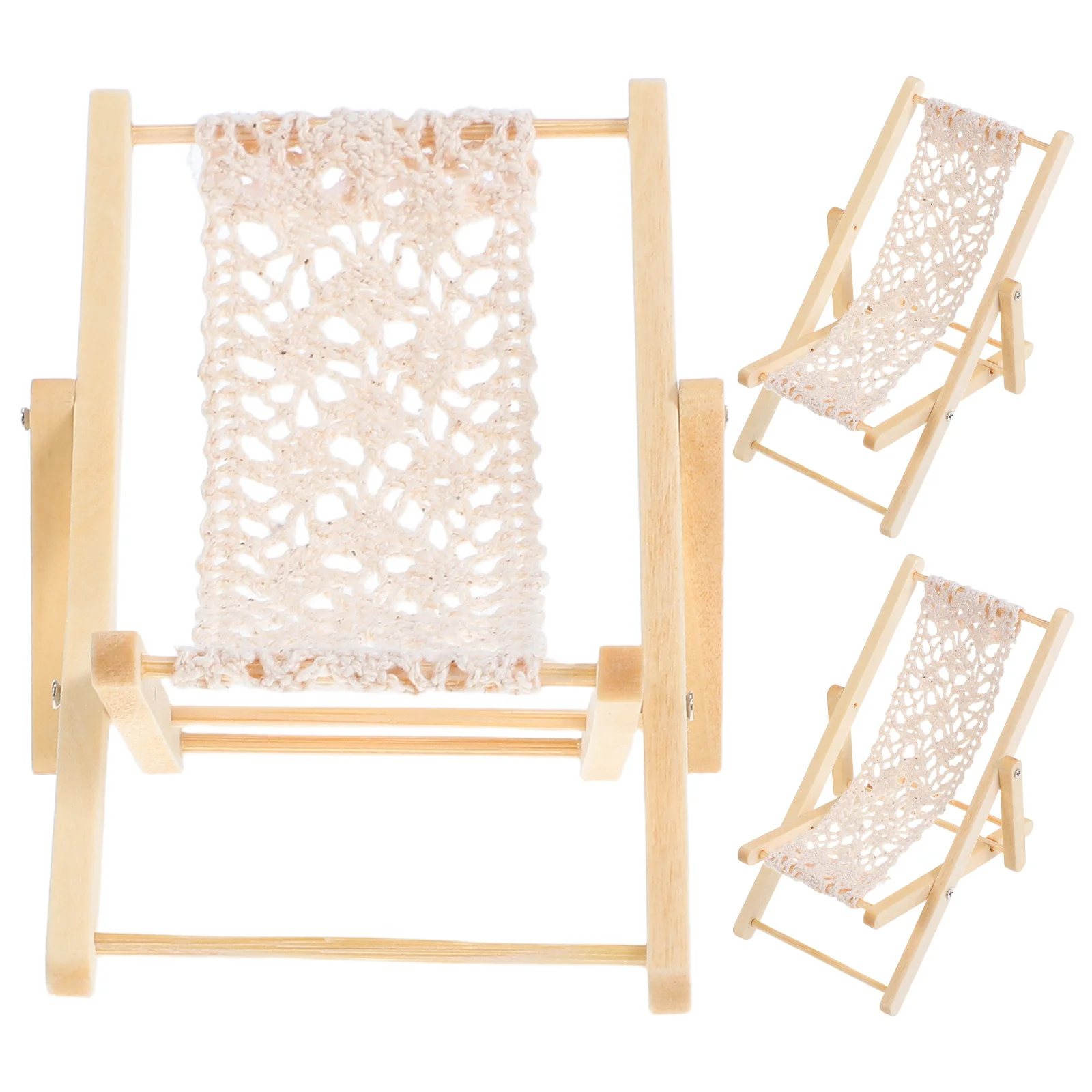 

3Pcs Miniature Wood Beach Chair Compact Design for Fairy Garden Dollhouse Micro Landscape Mini Beach Chair Miniature Furniture