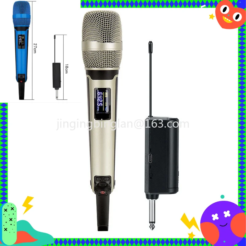 Factory direct sales of one-to-two wireless microphones U-segment band reverb playback Home karaoke handheld microphone