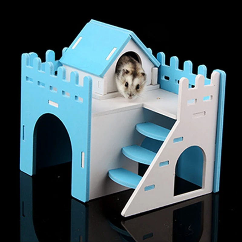 Two-Tier Plastic Hamster Cage House With Ladder And Hideouts Toy Set