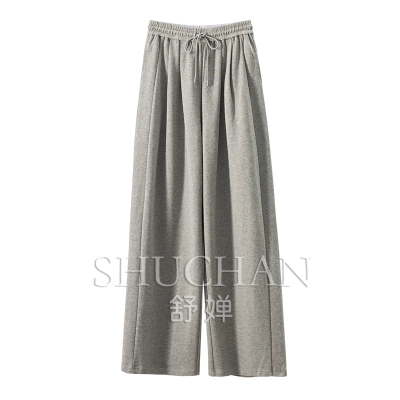 

Casual out of the street, French G simple casual Sorona cotton high-waiste straight wie-leg pants women's 07I6 special