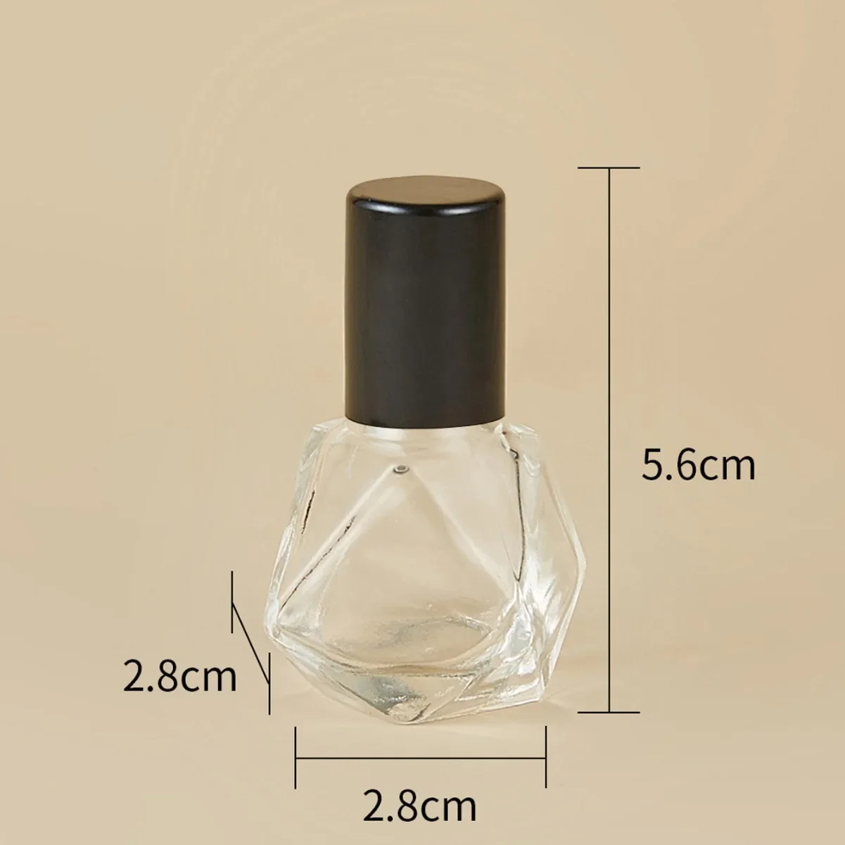 Essential Oil Roller Bottle Polygonal Clear Glass Bottle Refillable Bottle with 8ml Massage Roller Ball for Aromatherapy