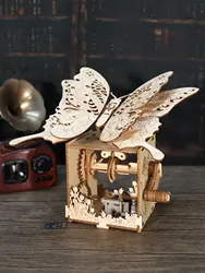 3d Wooden Puzzle Hand Butterfly Music Box You Are My Sunshine Handmade Assembly Model Kit Holidays Brthdays Christmas Gifts