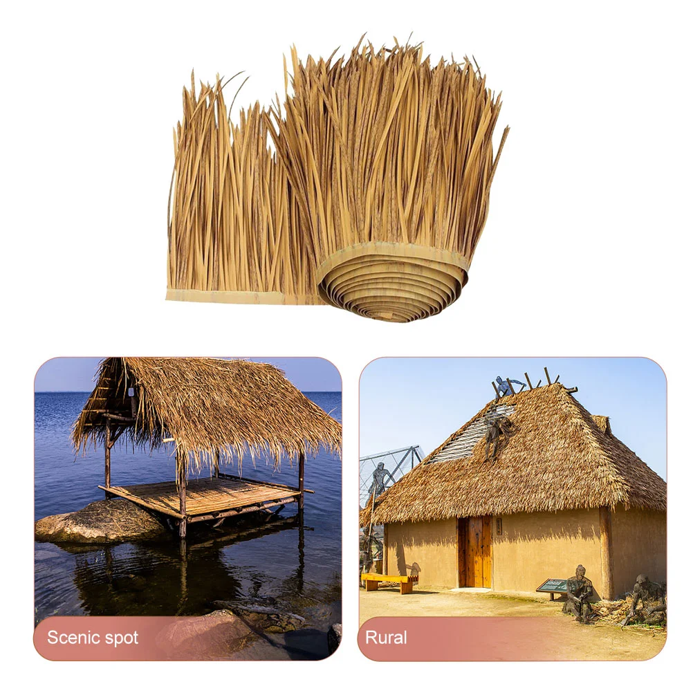 DIY ฟางหลังคาพรม Trim ประดิษฐ์ Straw Mat Palm Thatch ม้วนดาดฟ้าตกแต่งตกแต่งฟางหลังคาบาร์ Tiki Hut