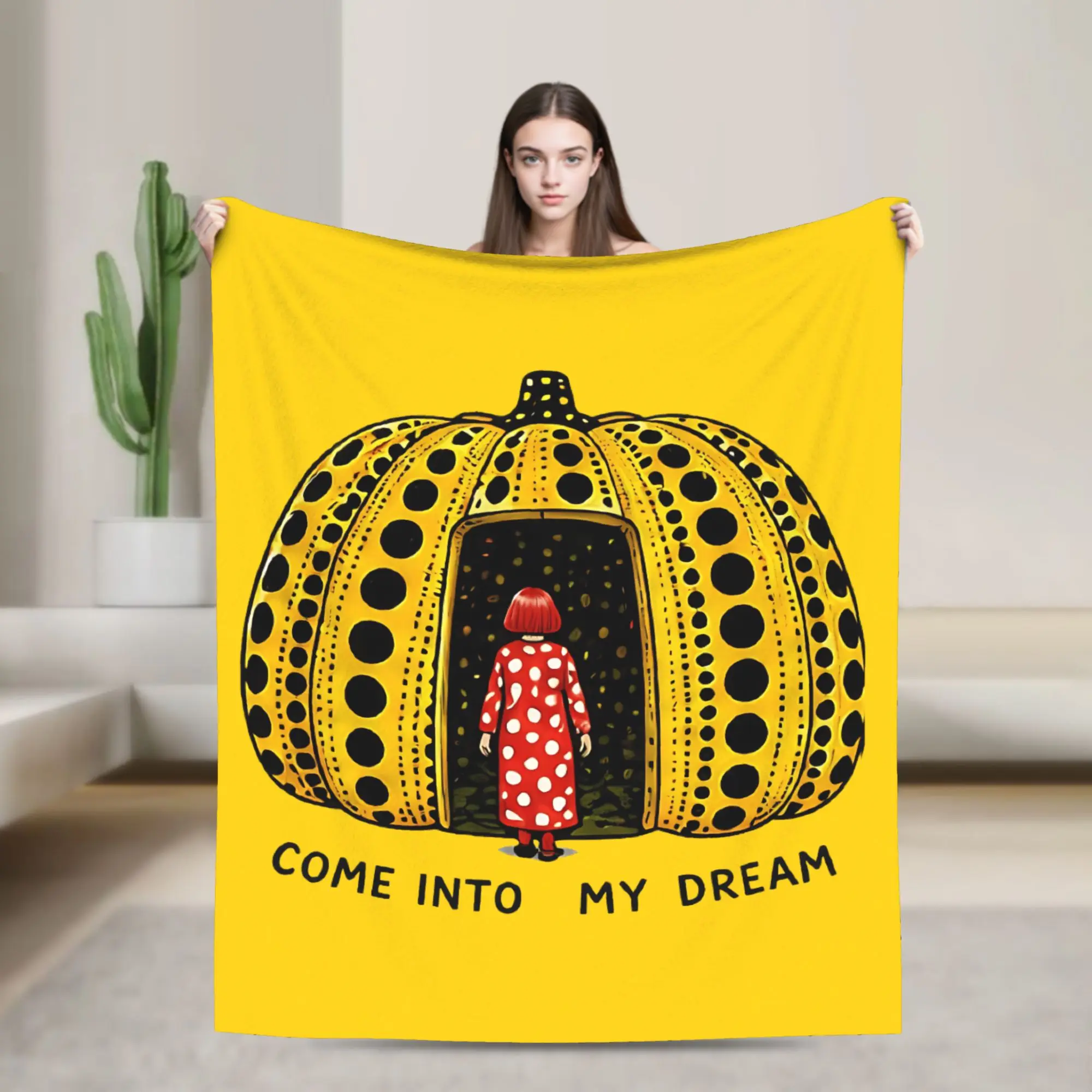 Yayoi Kusama Come Into My Dream Blankets Fleece Pumpkin Lightweight Throw Blankets for Car Sofa Couch Bedroom Quilt