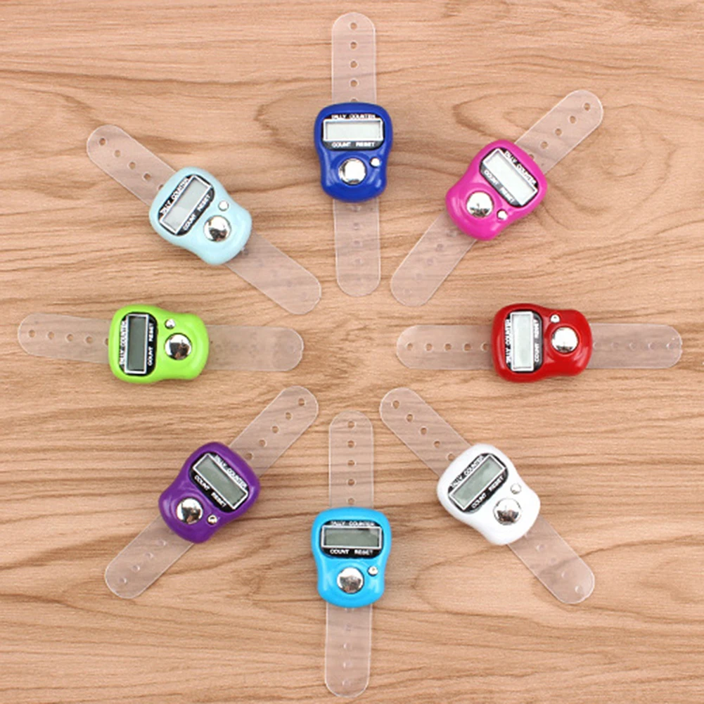 

Portable Electronic Finger Counter Ring Digit Row Tally Stitch Marker Pedometer